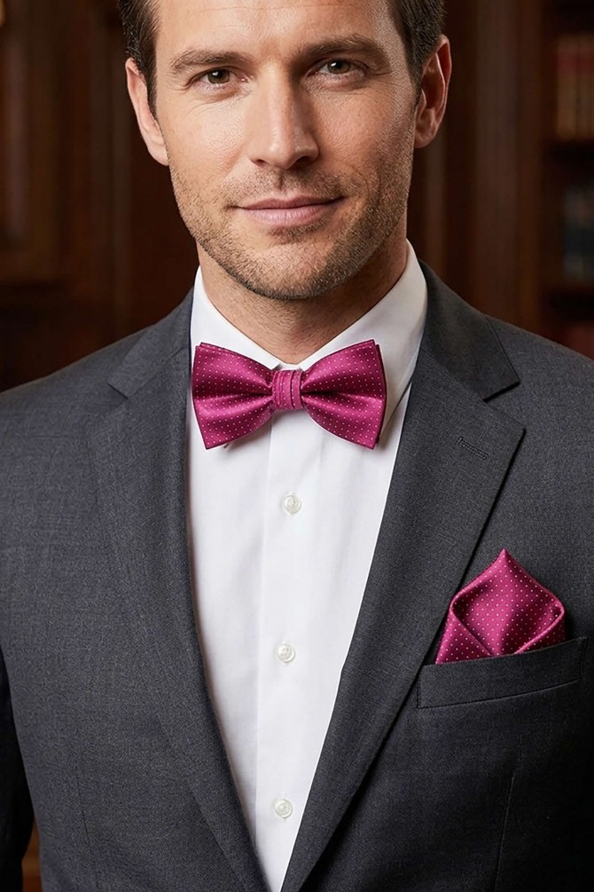 Prints bow tie in box & pocket square