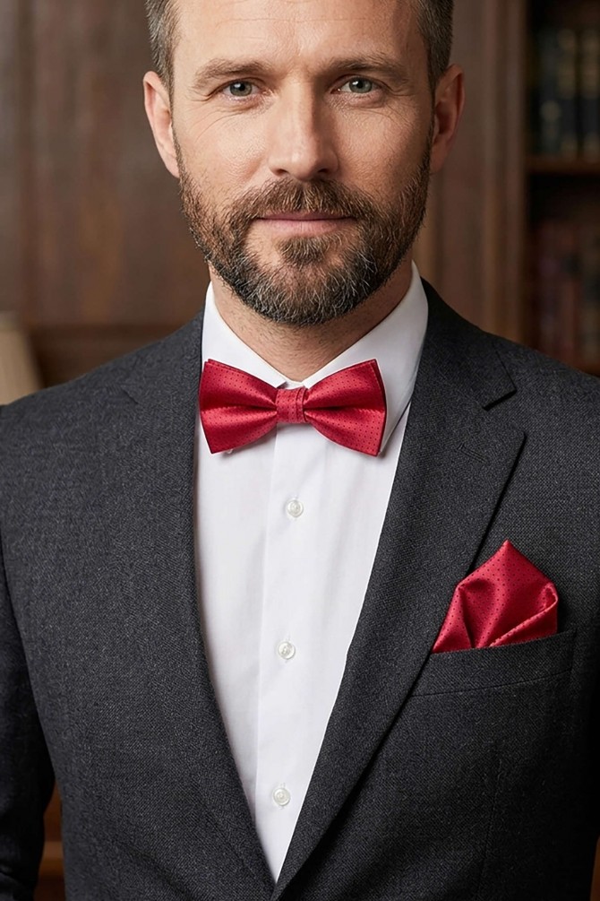 Prints bow tie in box & pocket square