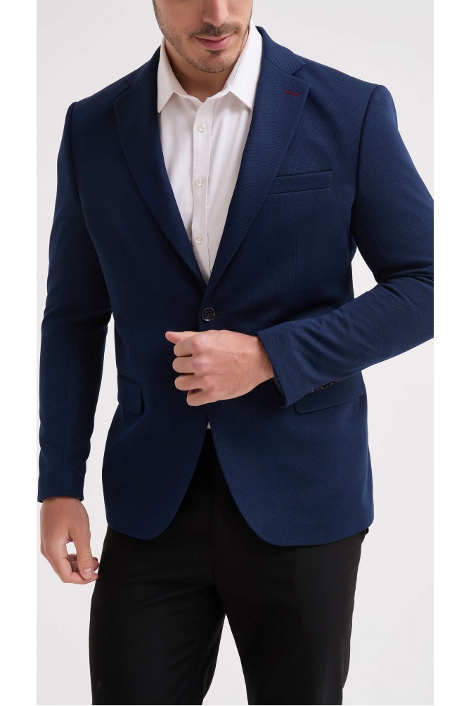 Blazer piqué - Marine