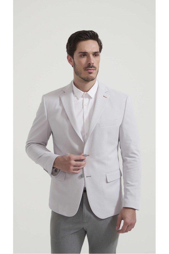 Blazer piqué - Gris argent