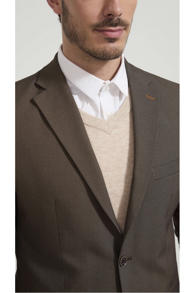 Blazer piqué - Choco