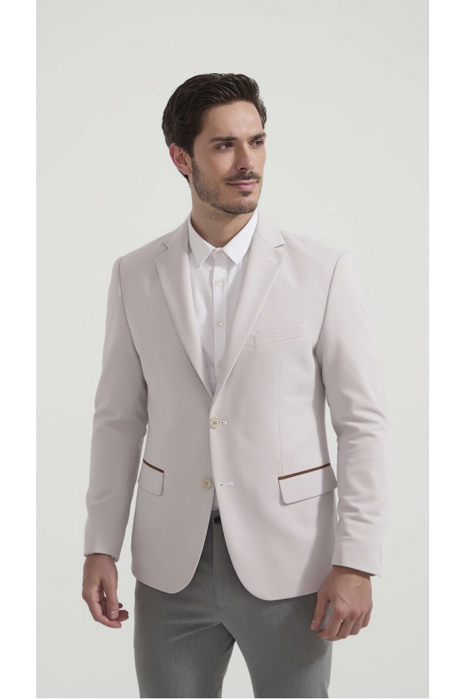 Blazer piqué à coudières- Off white