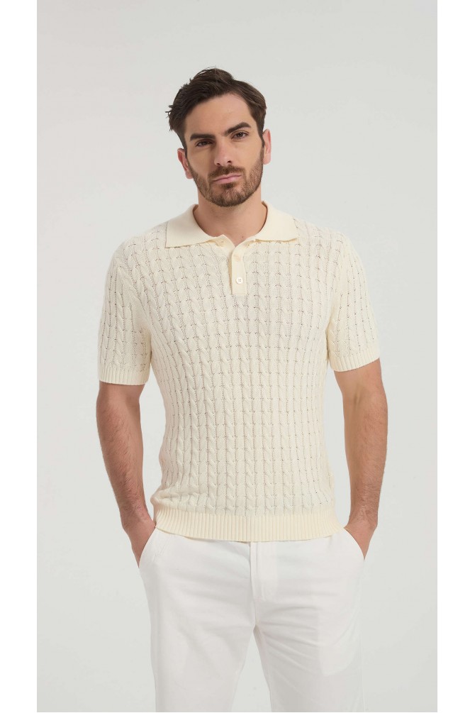 Polo 100% coton en maille torsadé