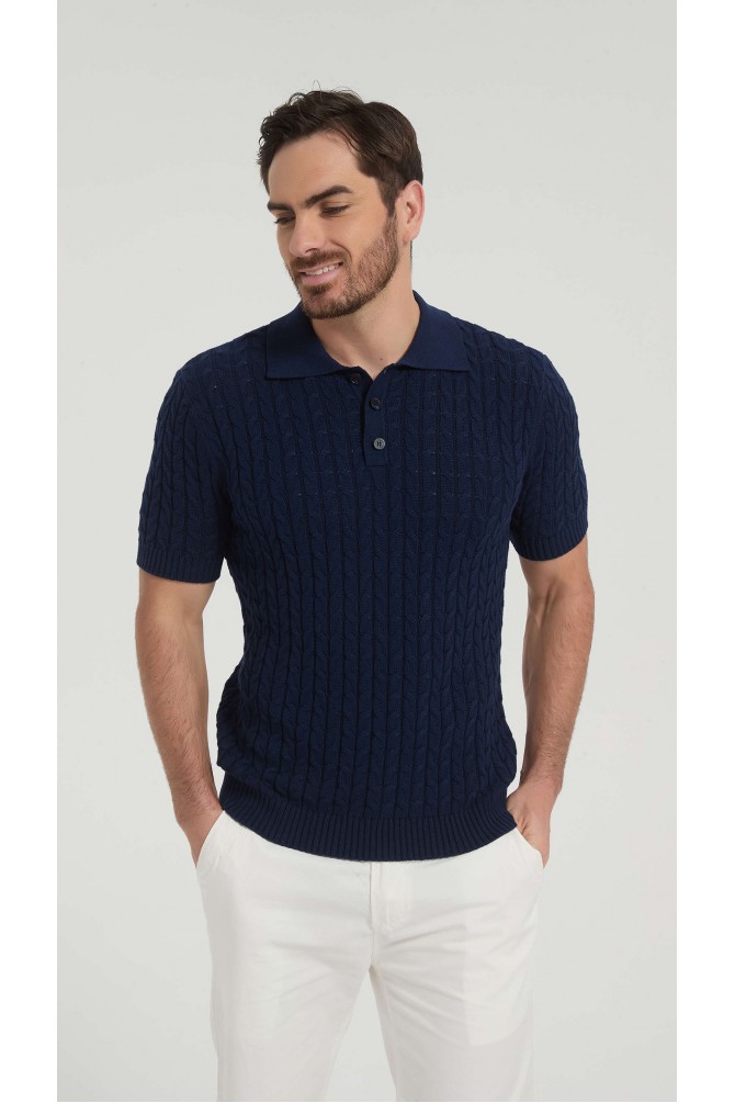 Polo 100% coton en maille torsadé
