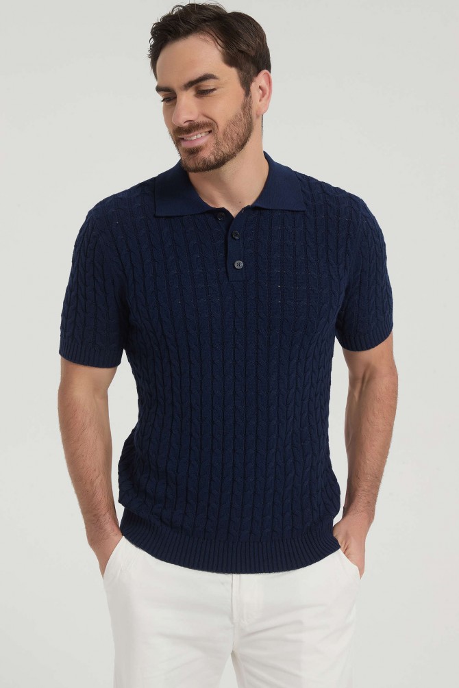 Cable knit polo 100% cotton