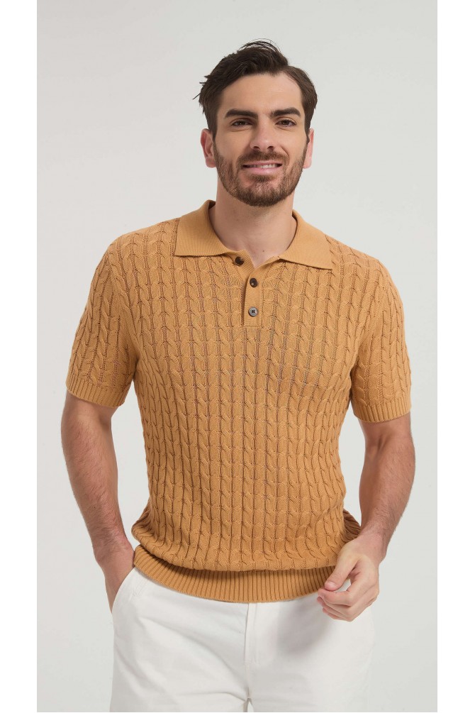 Polo 100% coton en maille torsadé