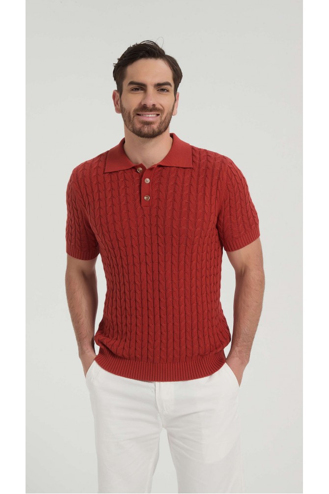 Polo 100% coton en maille torsadé