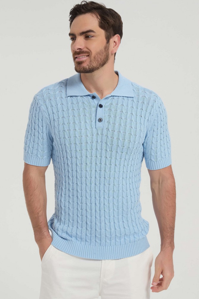 Cable knit polo 100% cotton