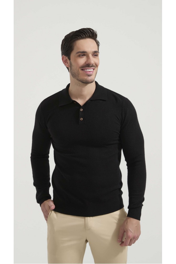 Pull PETER col à boutons en laine mélangé