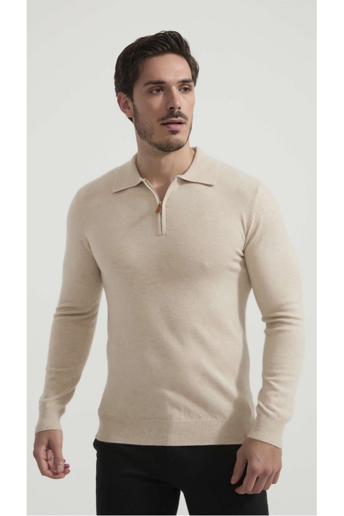 Pull PAUL col polo en laine mélangé