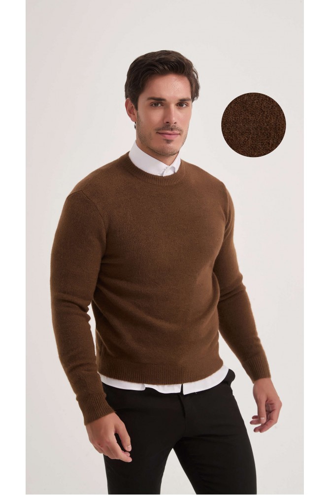 Pull col rond à grosse maille en laine mélangé