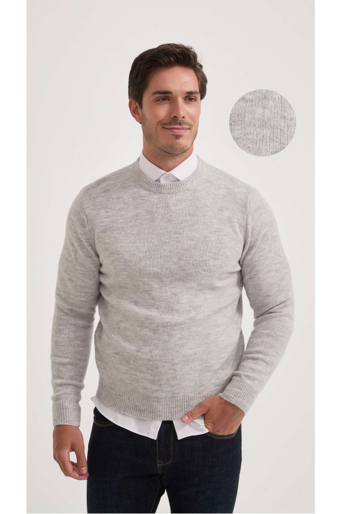 Pull col rond à grosse maille en laine mélangé
