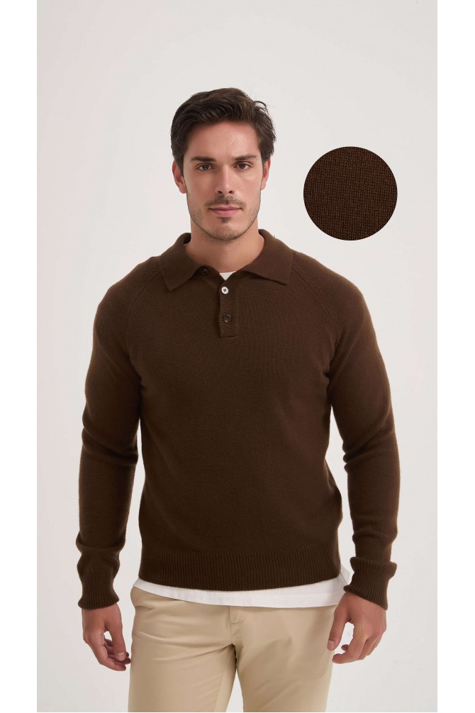 Polo à grosse maille en laine mélangé