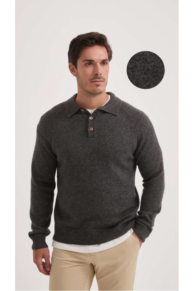 Polo à grosse maille en laine mélangé