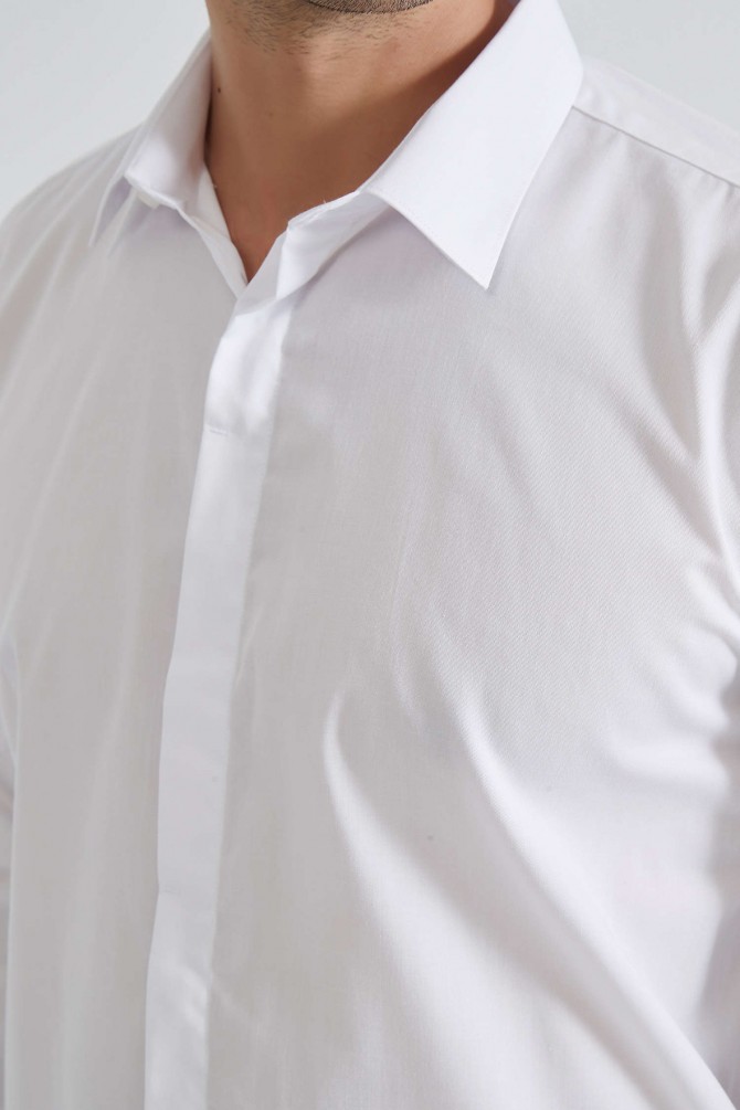 White cuff links shirt comfort fit