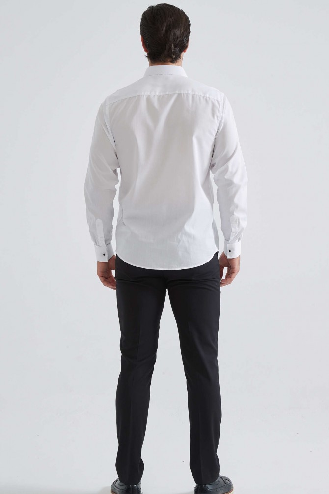 White cuff links shirt comfort fit