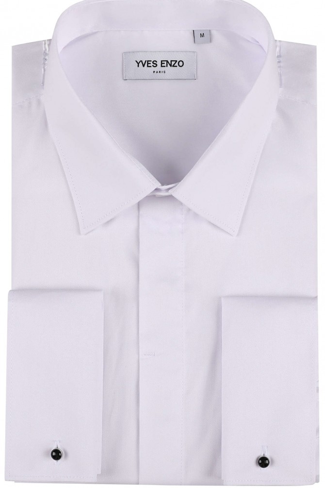 White cuff links shirt comfort fit