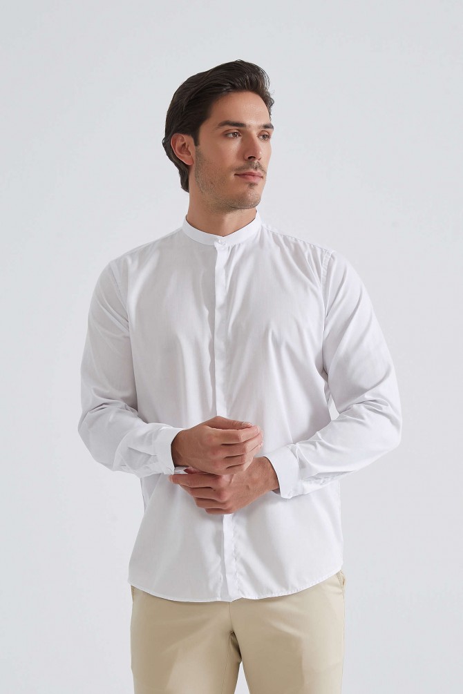Mandarin collar shirt comfort fit