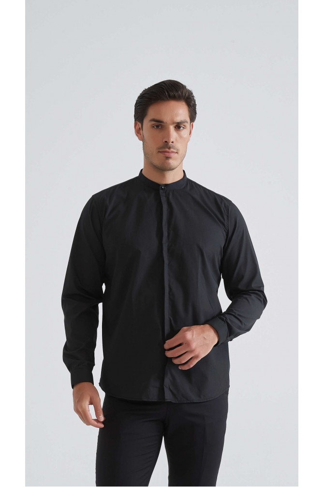 Chemise col mao coupe droite