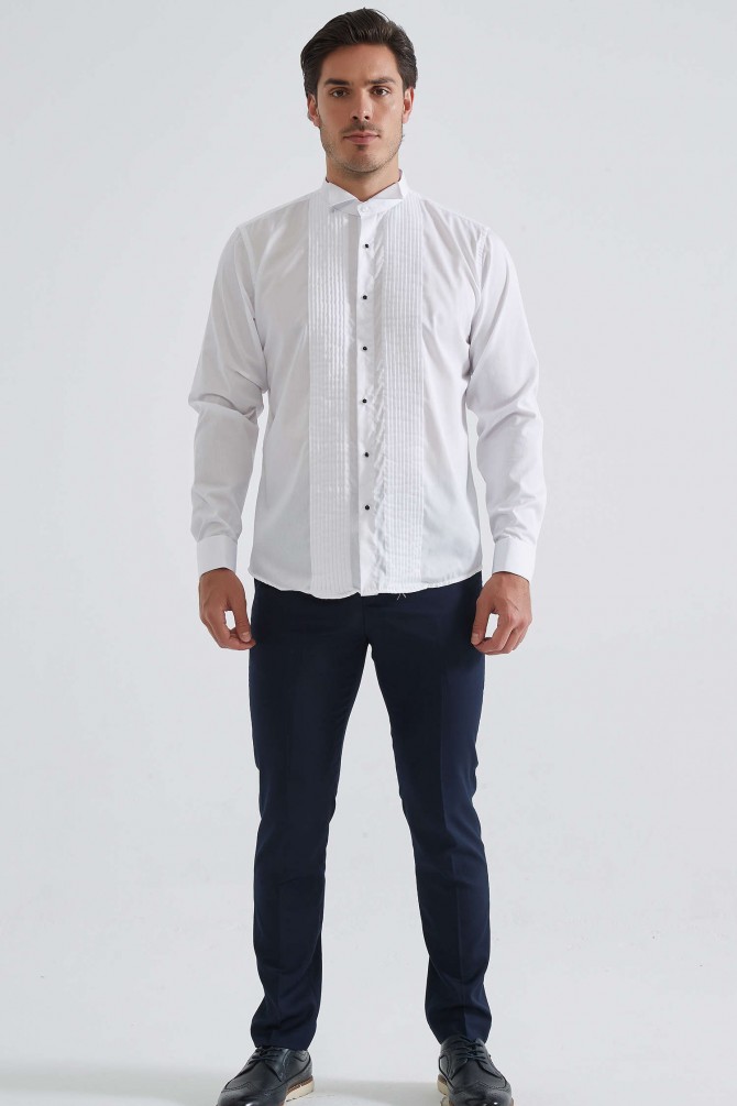 White cuff links shirt comfort fit 