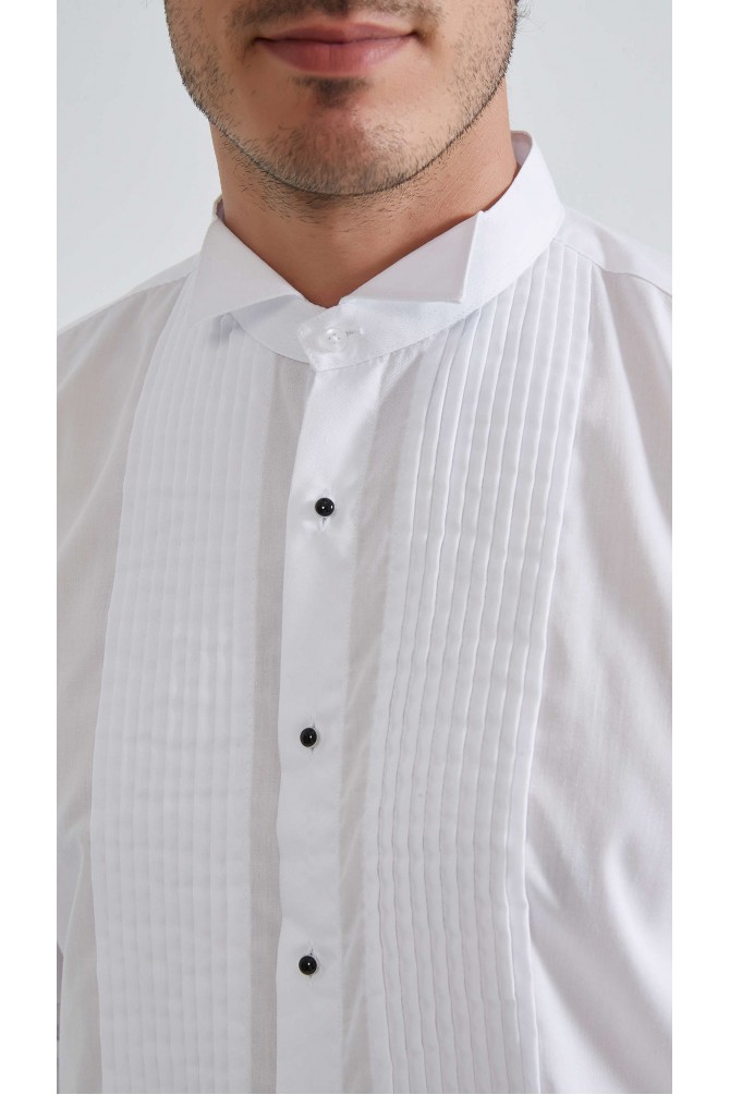 Chemise blanche col cassé avec plastron