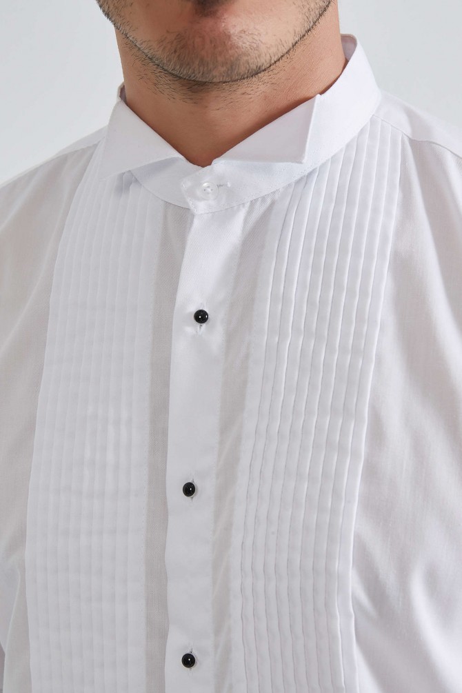 White cuff links shirt comfort fit 