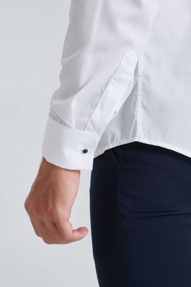 White cuff links shirt comfort fit 