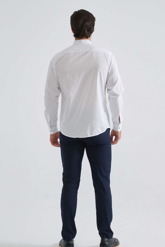 White cuff links shirt comfort fit 