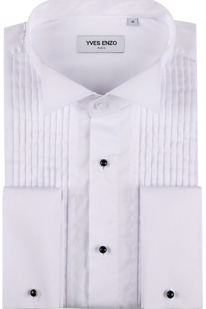 White cuff links shirt comfort fit 