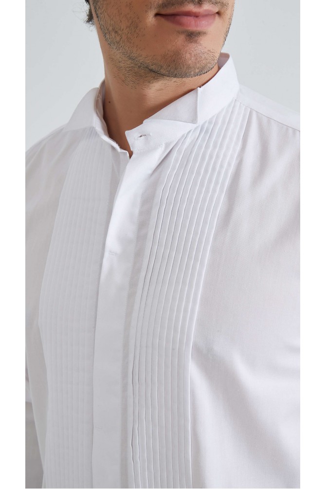 Chemise blanche col cassé avec plastron