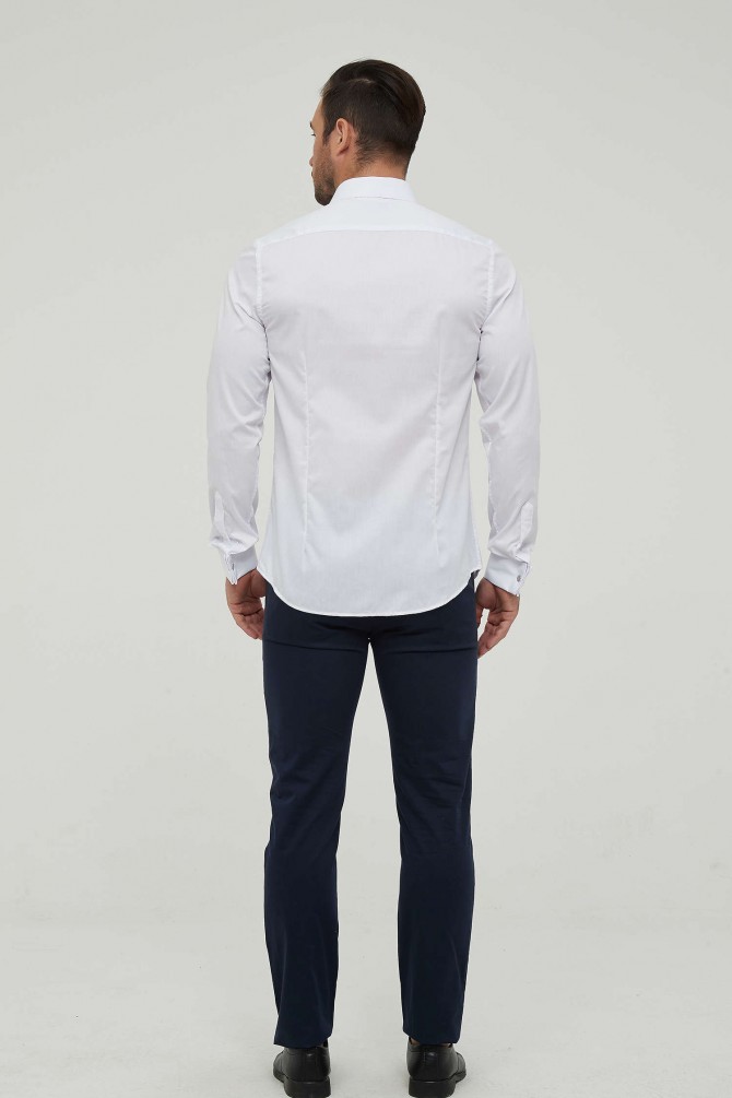 White cuff links shirt slim fit