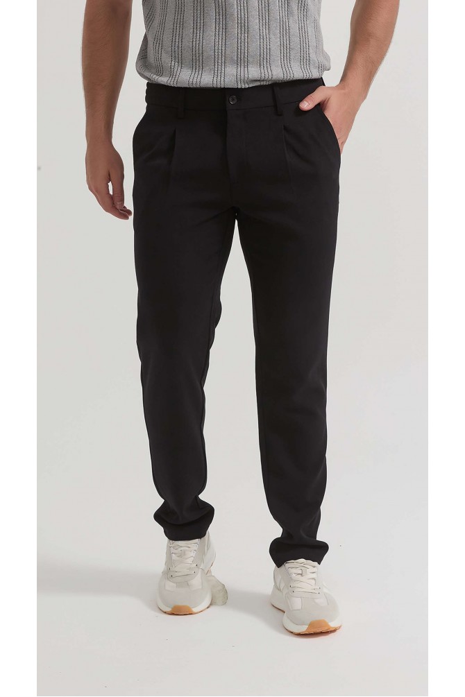 Pantalon stretch à pinces - Noir