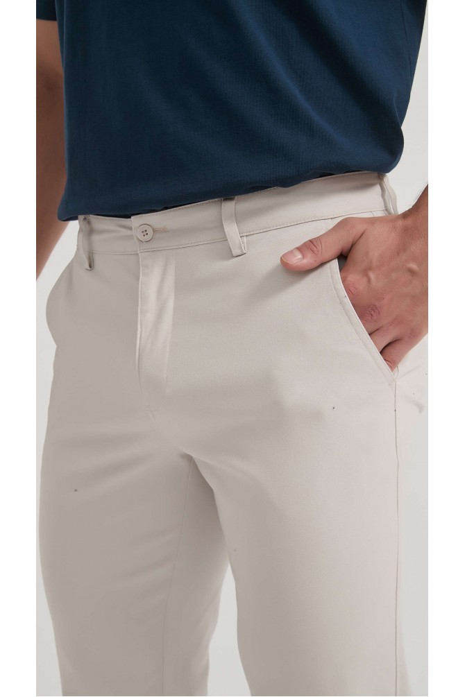Pantalon chino coupe confort - Gris perle
