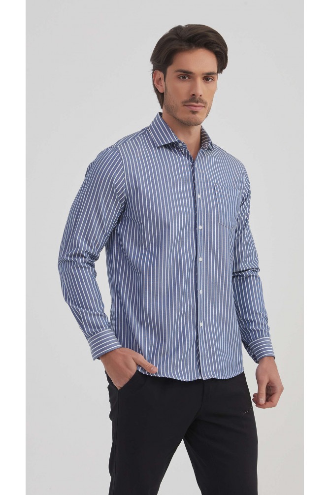 Striped shirt pique fabric comfort fit