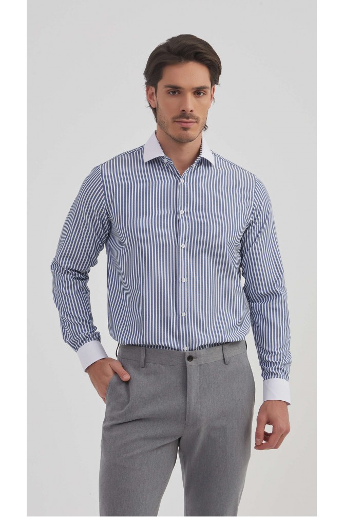 Striped shirt pique fabric comfort fit
