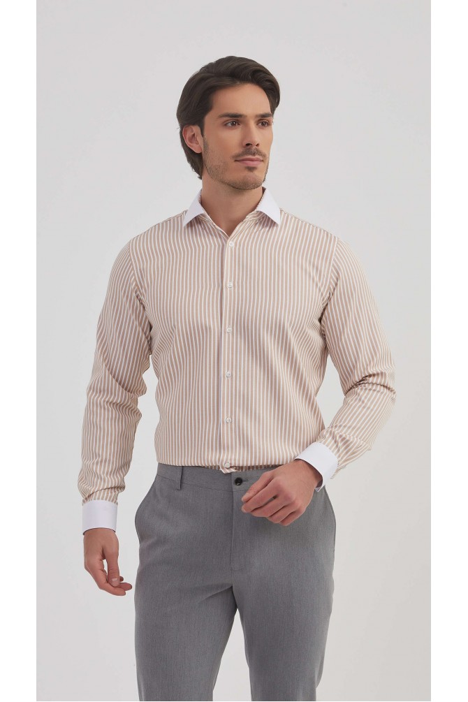 Striped shirt pique fabric comfort fit