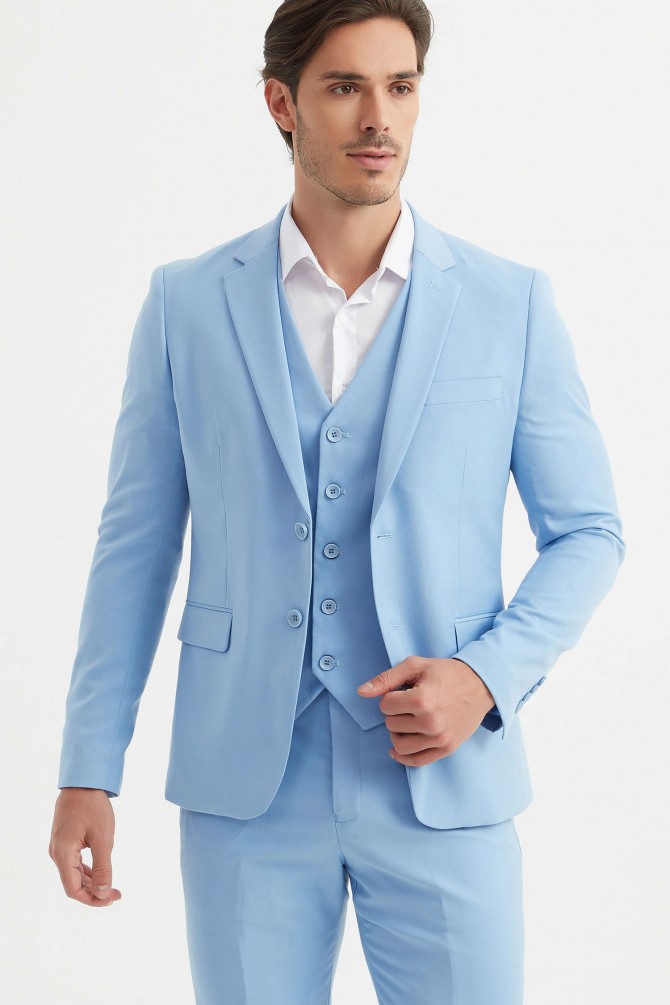 3 pieces suit in sky blue