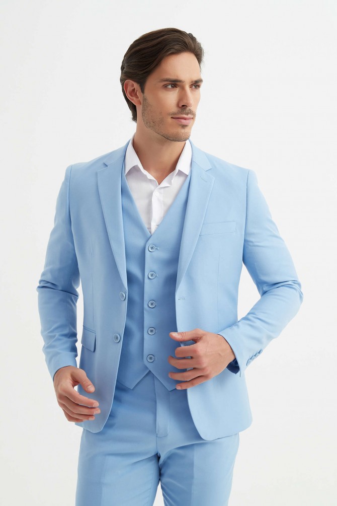 3 pieces suit in sky blue