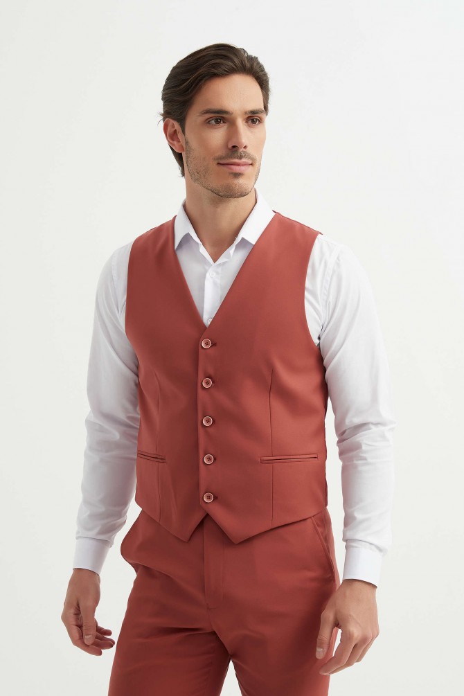 3 pieces suit in terracotta