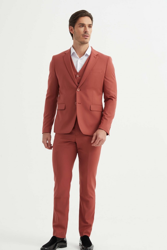 3 pieces suit in terracotta