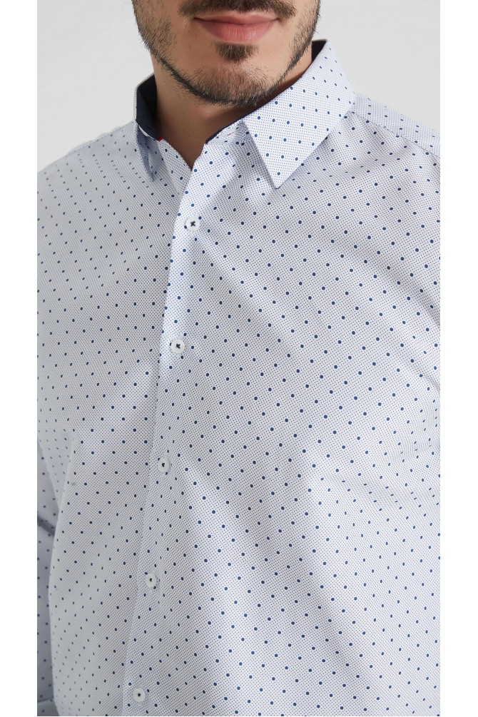 Chemise coupe droite à motifs - Blanc