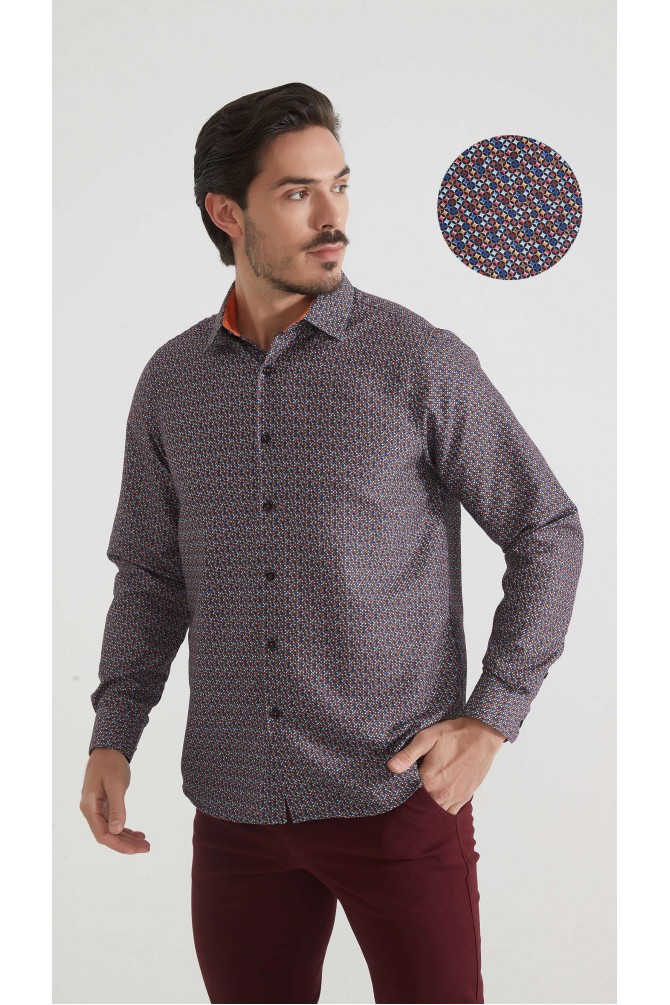 Chemise coupe droite à motifs - Multi