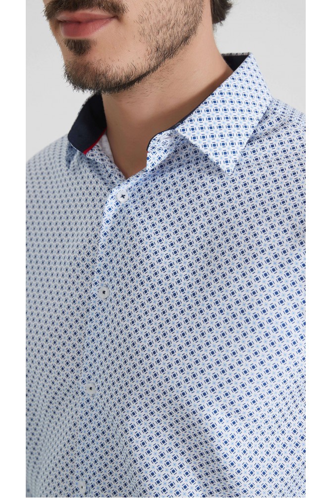 Chemise coupe droite à motifs - Blanc