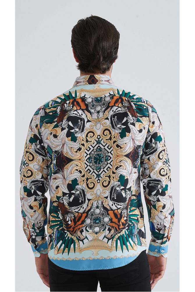 Chemise coupe droite à motifs