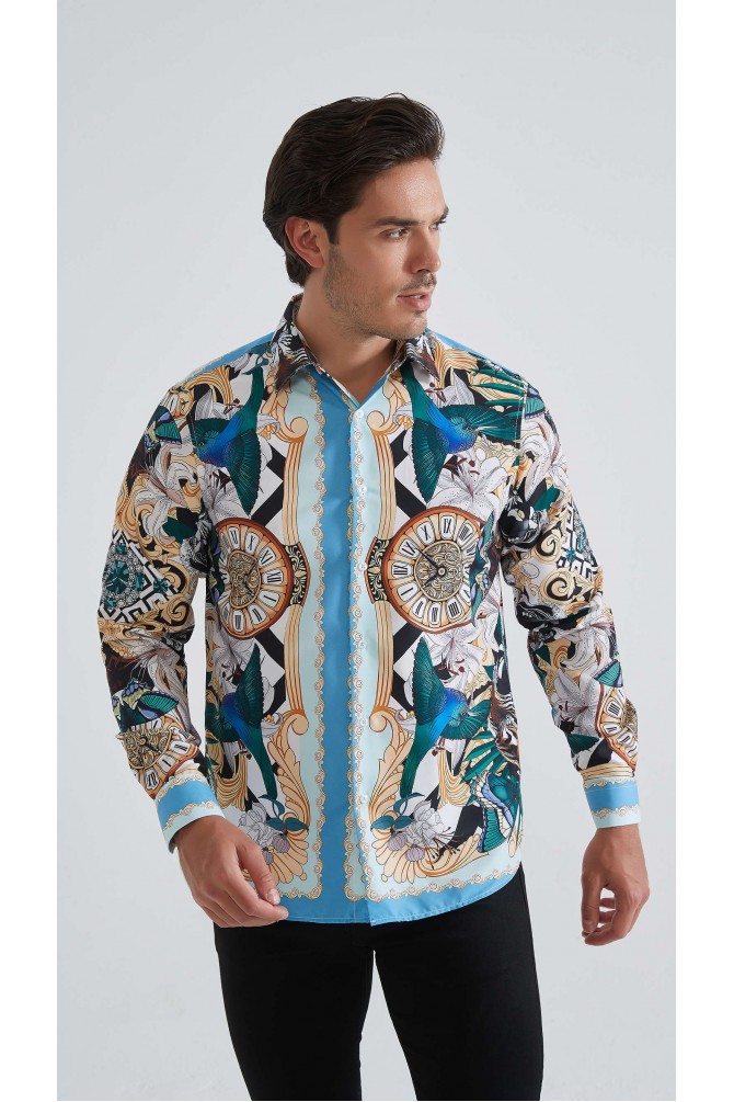 Chemise coupe droite à motifs