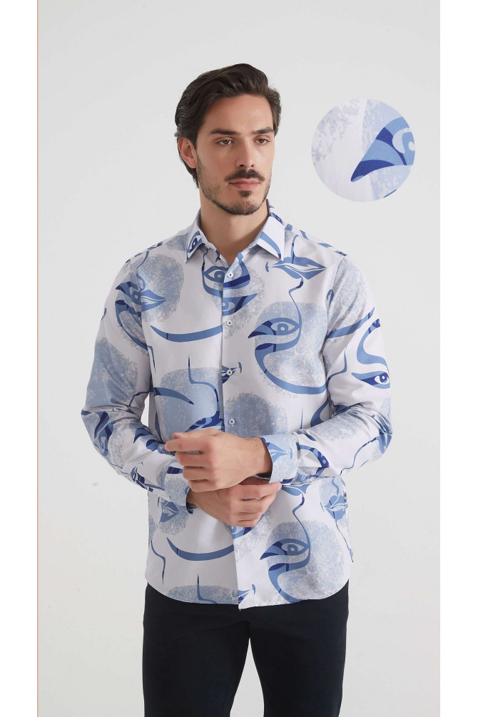 Chemise coupe droite à motifs