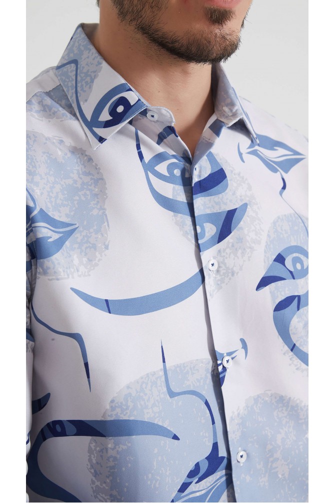 Chemise coupe droite à motifs