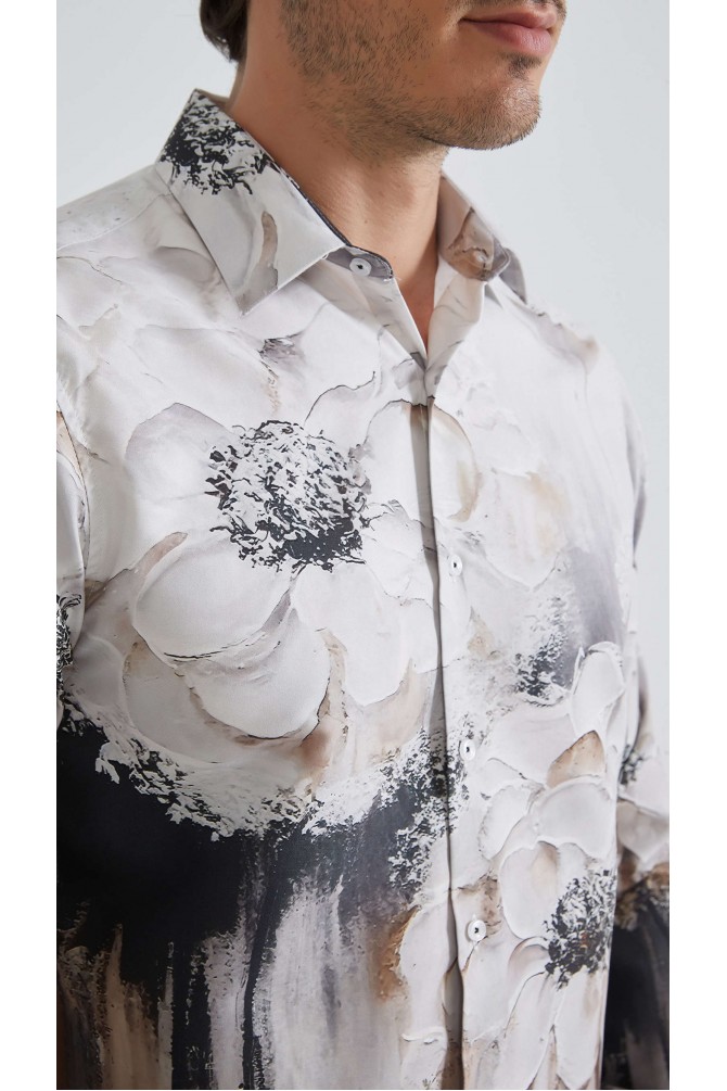 Chemise coupe droite à motifs