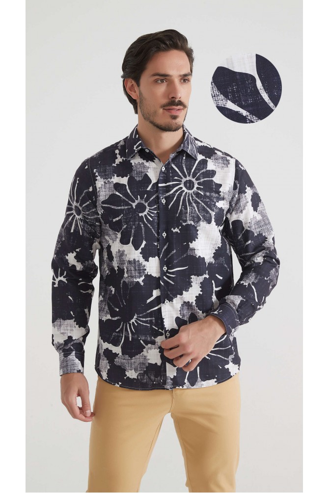 Chemise coupe droite à motifs