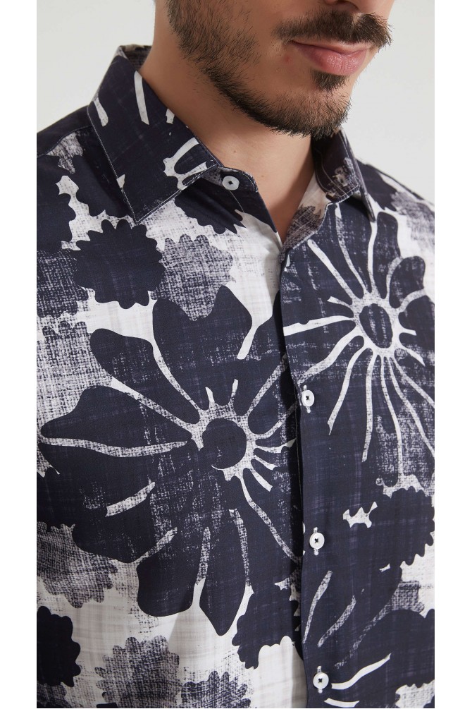 Chemise coupe droite à motifs